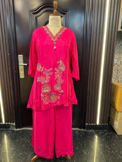 Pink And Yellow Silk Coordset