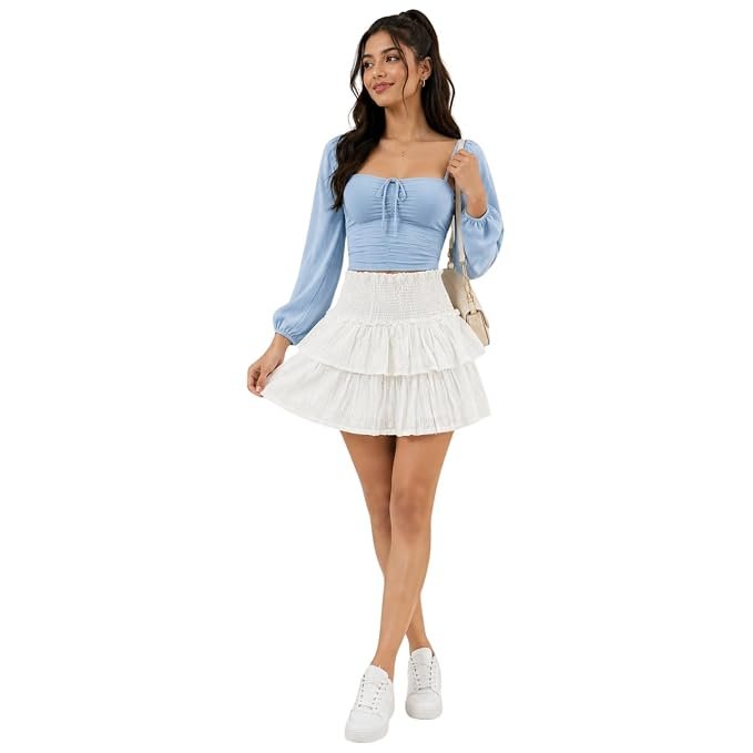 Women's High Waist Tiered Mini Skirt