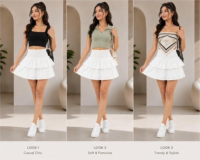Women's High Waist Tiered Mini Skirt - Image 2