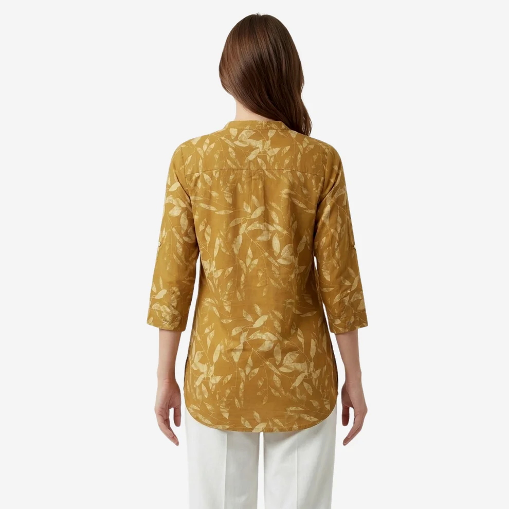 Mustard Women Floral Printed Short Kurti - Image 2
