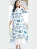 Light Weight Sky Blue Digital Printed Rayon Kurti