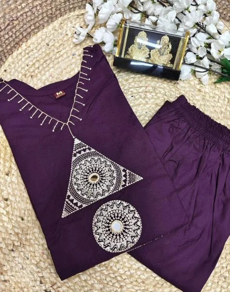Refined Royal Purple Bombay Rayon Kurti - Image 2
